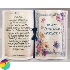 Posvetilo v obliki knjige za upokojitev - Modra